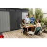 Abri de jardin en résine Brossium gris brossé personnalisable avec toit monopente - 342 x 218 x 226 cm – 7,4 m²