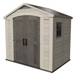 Abri de jardin en résine Sydney marron et beige - 256,5 x 182 x 243 cm - 4,5 m²
