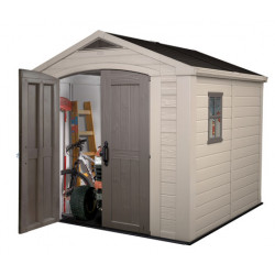 Abri de jardin en résine Sydney marron et beige – 256,5 x 255 x 243 cm - 6,5 m²