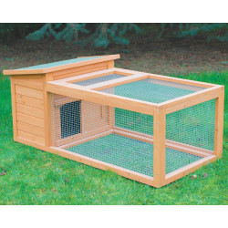 Clapier Pâturage en bois lasuré – Capacité 1 à 2 lapins – 122 x 65 x 50 cm