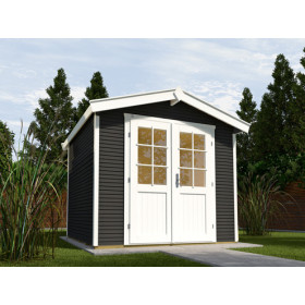 Abri de jardin en épicéa anthracite et blanc - 235 x 320 x 234 cm – 5,87 m² - Toiture Bardeau Bitumeux