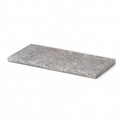 Margelle de piscine en pierre naturelle travertin gris 61 x 33 x 3 cm bord arrondi 180°