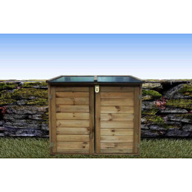 Coffre de rangement en bois traité autoclave Trocadéro – Contenance 600 L – 105 x 86 x 97,7 cm