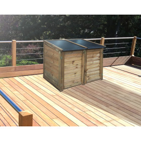 Coffre de rangement en bois traité autoclave Trocadéro – Contenance 600 L – 105 x 86 x 97,7 cm