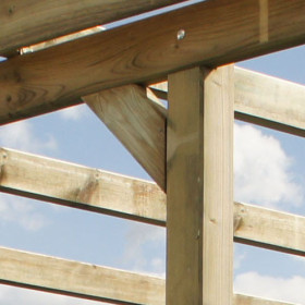 Abri de voiture Delahaye en bois massif traité autoclave – 305 x 500 x 253 cm – Sans toiture 