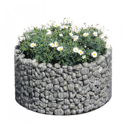 Jardinière en acier ronde gabion 81 x 81 x 40 cm sans galet