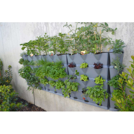 Jardinière murale en polypropylène Mini-Garden 64,6 x 19 x 57 cm gris clair