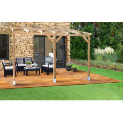 Toit de terrasse en pin traité autoclave de 11 m² – 371 x 297 x 269 cm – Sans toiture