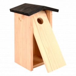 Nichoir de jardin pour mésanges et moineaux en bois d’épicéa brut labélisé FSC – 13,7 x 17 x 28,3 cm