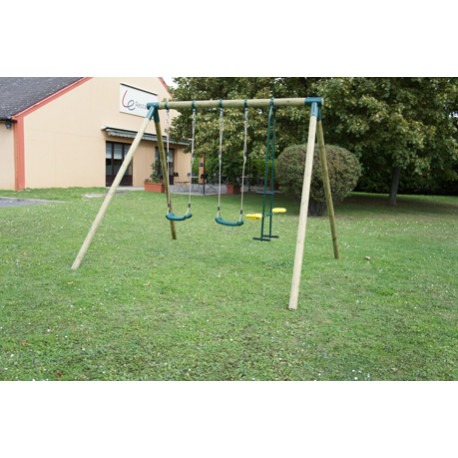 Portique Bois 2 Balançoires et 1 Vis-à-Vis Portique Bois 2 Balançoires et 1 Vis-à-Vis