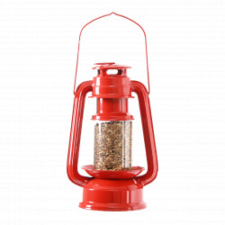 Mangeoire en forme de lanterne en acier rouge – 11,4 x 15,3 x 23,8 cm