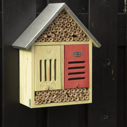 Hôtel à insectes taille XL en bois de pin FSC 100 % et toit en zinc – 13,7 x 31,5 x 38,2 cm