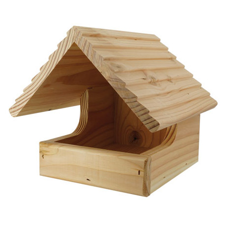 Nichoir Chalet de jardin pour oiseaux semi-cavernicoles en bois certifié PEFC fabriqué en France – 21 x 21.5 x 25.5 cm