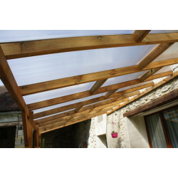 Toit de terrasse en pin traité autoclave de 20,67 m² – 676 x 303 x 274 cm – Toit en Polycarbonate