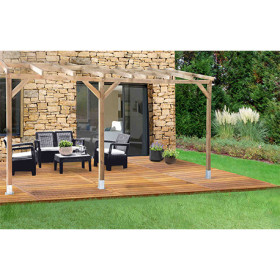 Toit de terrasse en pin traité autoclave de 14,80 m² – 493 x 297 x 269 cm – Sans toiture