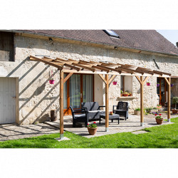 Toit de terrasse en pin traité autoclave de 16,43 m² – 554 x 297 x 269 cm – Sans toiture