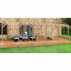 Toit de terrasse en pin traité autoclave de 27,29 m² – 920 x 297 x 269 cm – Sans toiture