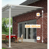 Pergola à adosser en aluminium blanc – 610 x 295 x 305 cm – 17,99 m² - Toit en polycarbonate - Feria