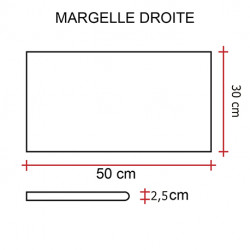 Margelle de piscine en pierre reconstituée plate droite aspect bouchardé couleur blanc – 50 x 30 x 2,5 cm 