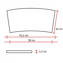 Margelle en pierre reconstituée plate courbe aspect bouchardé couleur blanc  – 45,5 x 30 x 2,5 cm 