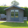 Abri de jardin en composite et alu gris – 7,24 m² – 3 x 3  x 2,6 cm - Toiture 2 pentes en acier