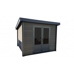Abri de jardin en composite et aluminium gris – 7,40 m² – 3 x 3 x 2 m - avec option toiture plate en acier 