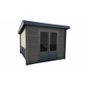 Abri de jardin en composite et aluminium gris – 7,40 m² – 3 x 3 x 2 m - avec option toiture plate en acier 