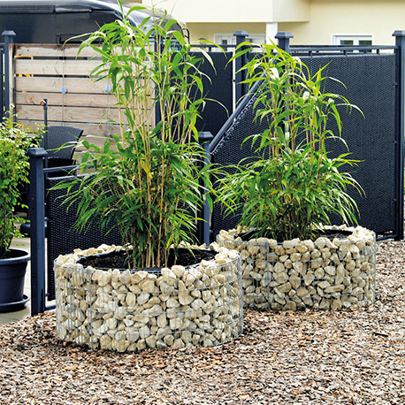 Jardinière en acier ronde gabion 92 x 92 x 40 cm sans galet Jardinière en acier ronde gabion 92 x 92 x 40 cm sans galet