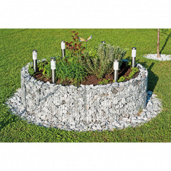 Jardinière en acier ronde gabion 146 x 146 x 40 cm sans galet