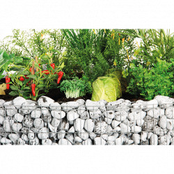 Jardinière en acier ronde gabion 146 x 146 x 80 cm sans galet