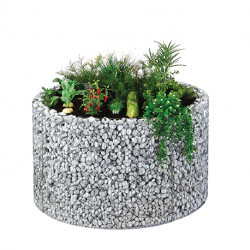 Jardinière en acier ronde gabion 146 x 146 x 80 cm sans galet