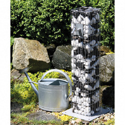 Fontaine de jardin en acier gabion 28 x 28 x 90 cm avec galets