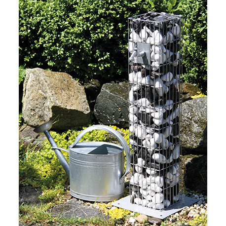 Fontaine de jardin en acier gabion 28 x 28 x 90 cm avec galets Fontaine de jardin en acier gabion 28 x 28 x 90 cm avec galets