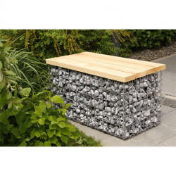 Banc de Jardin en Gabion 100 x 54 cm Avec Galets