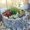 Jardinière en acier ronde gabion 81 x 81 x 40 cm avec galets