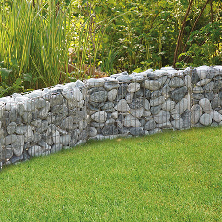 Muret de Jardin en Gabion 60 x 10 x 30 cm Avec Galets