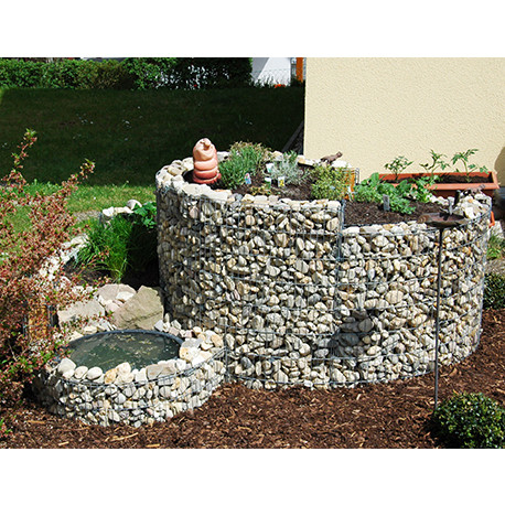 Jardinière en acier spirale XXL gabion 200 x 150 x 80 cm avec galets Jardinière en acier spirale XXL gabion 200 x 150 x 80 cm avec galets