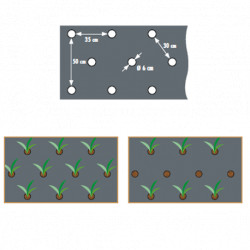 Film de paillage pour potager spécial Salades avec trous prédécoupés 45 x Ø60 mm  0,95 x 5 m
