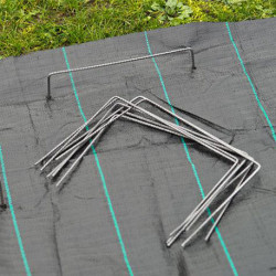 Pack de 10 agrafes métalliques pour toile de paillage – 12 x 20 cm