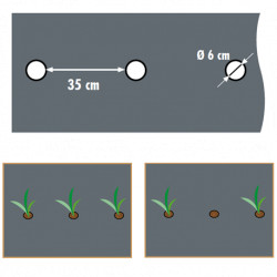 Film de paillage pour potager spécial gros légumes avec trous prédécoupés 30x Ø60 mm – 0,95 x 10 m 