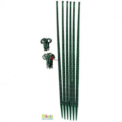 Lot de 6 tuteurs de jardin Mikado – Hauteur : 150 cm avec 24 attaches – Couleur : Vert Jardin
