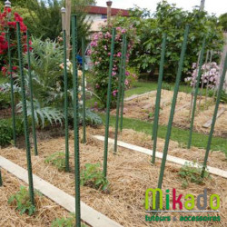 Lot de 6 tuteurs de jardin Mikado – Hauteur : 150 cm avec 24 attaches – Couleur : Vert Jardin