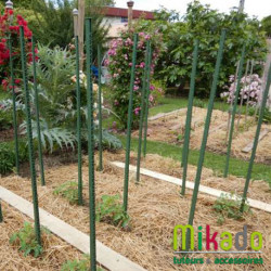 Lot de 6 tuteurs de jardin Mikado – Hauteur : 180 cm avec 24 attaches – Couleur : Vert Jardin
