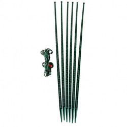 Lot de 6 tuteurs de jardin Mikado – Hauteur : 180 cm avec 24 attaches – Couleur : Vert Jardin