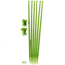 Lot de 6 tuteurs de jardin Mikado – Hauteur : 180 cm avec 24 attaches – Couleur : Vert Anis