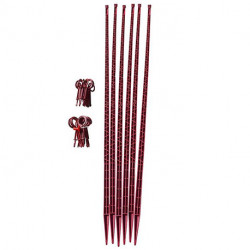 Lot de 6 tuteurs de jardin Mikado – Hauteur : 180 cm avec 24 attaches – Couleur : Cerise