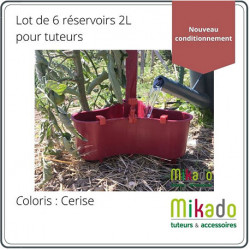 Lot de 6 réservoir d’eau Mikado pour tuteurs - Contenance : 2L - Couleur : Cerise