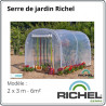 Serre de jardin en polyéthylène avec armature en acier galvanisé 6 m² -  2 x 3 x 2 m – Porte zippée