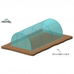 Serre de jardin en polyéthylène avec armature en acier galvanisé 13,5 m² - 4,5 x 3 x 2 m – Porte zippée