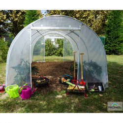 Serre de jardin en polyéthylène avec armature en acier galvanisé 13,5 m² - 4,5 x 3 x 2 m – 2 Portes zippées